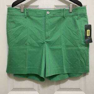NEW LRL Lauren Ralph Lauren Satiny Khaki Shorts Cotton Blend Green Sz 16 Vintage